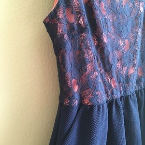 xhilaration S/P Navy Blue and Pink Dress
